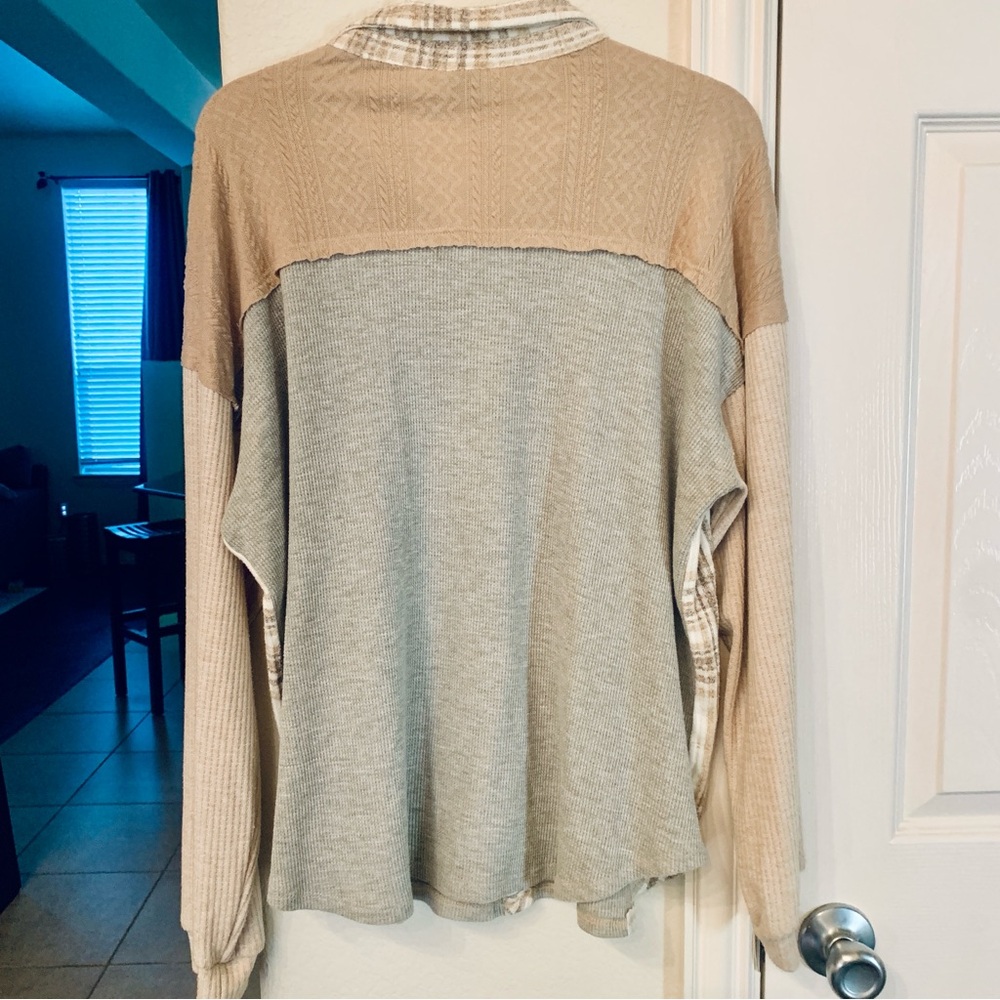 BKE Pieced Thermal Boyfriend Shirt Size M - Picture 4 of 4